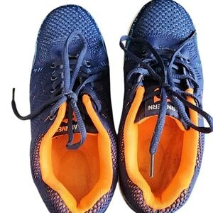LARNMERN Women's Sneakers Blue Orange‎ Athletic. Steal toe